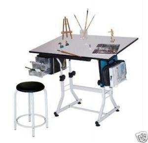 Drafting~Drawing~Craft~Hobby~Art~Puzzle~Table~Home Studio With Stool 