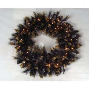   & Gold Artificial Christmas Wreath   Clear Lights