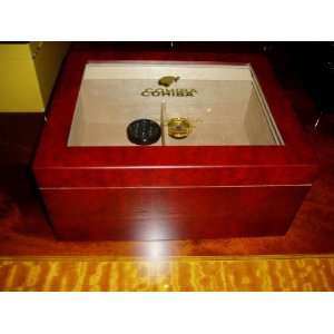   50+ CIGAR HUMIDOR W/GLASS TOP INCLUDES HYGROMETER/HUMIDIFICATION