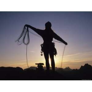 Women Coils a Climbing Rope in the Mountains of Idaho Photographic 