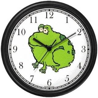 Frog Cartoon Animal Wall Clock by WatchBuddy Timepieces (Black Frame)