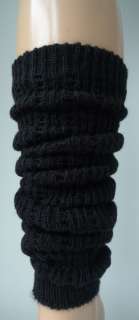 Knitted Fluffy Leg Warmers   Dark Grey, Purple, Black  