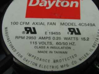 Dayton 4C549A Axial Fan Motor 115 Volts 100CFM  