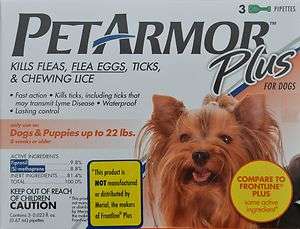 PETARMOR PLUS   Dog & Puppies up to 22 lbs   Kills Fleas, Ticks, Lice 