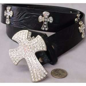   Fashion Belt with Genuine Crystals Stones   Black 