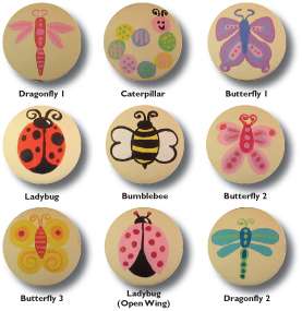 Hand Painted Dragonfly Butterfly Lady Bug Drawer Knobs  