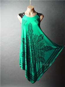 MOROCCAN Print Ethnic Boho Handkerchief fp Dress S  