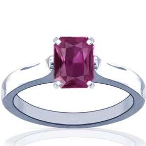  Platinum Emerald Cut Pink Sapphire Solitaire Ring Jewelry