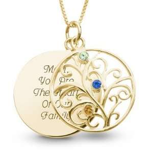  Personalized 14k Gold 3 Birthstone Family Necklace Gift Jewelry
