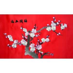  Chinese Silk Embroidery Wall Decor Winter Flower 