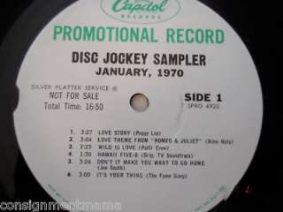 Vintage Record Album The Capitol Disc Jockey 1970 Promo  