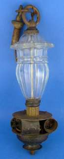 Antique Ceiling Glass Hanging Electric Light Fixture  