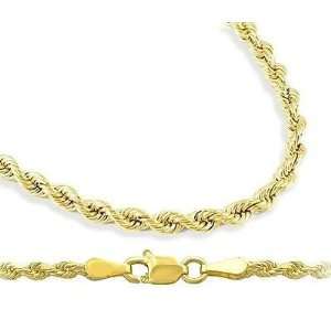  Diamond Cut Rope Necklace 14k Yellow Gold Chain Solid 4mm 