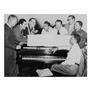 Benny Goodman, at Rehearsal with His Musicians, around Piano, 1952 