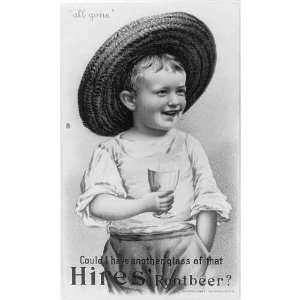  Charles Elmer Hires Root Beer, Young Boy, Hat, Glass 
