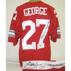 Eddie George Ohio State Buckeyes NCAA Hand Signed Authentic Style Red 