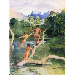 FRAMED oil paintings   John La Farge   24 x 32 inches   Girls Bathing 