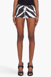 Pierre Balmain Zebra Cut Off Denim Shorts for women  