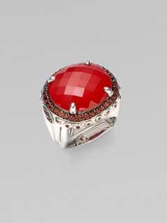 John Hardy   Coral, Garnet & Sterling Silver Dome Ring