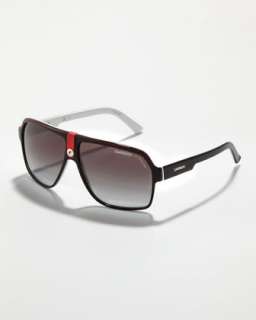 Plastic Sport Aviator Sunglasses, Red/Black