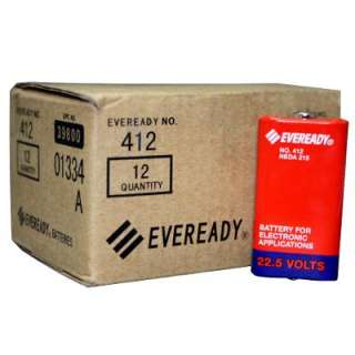 12 Pack of Eveready 412 Carbon Zinc 22.5V Batteries, NEDA 215 15F20