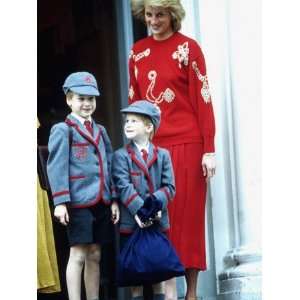  Prince William with the Princess Of Wales and Prince Harry on Harry 