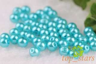 100 pcs Blue lake Faux pearl glass beads Round Charms 6mm CR61  