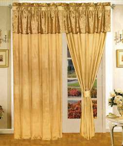4PC Kimberly Faux Silk Embroidery **Golden** Curtain Set  