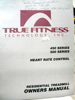 TRUE FITNESS TREADMILL MANUAL 450 AND 500 SERIES (1996)  