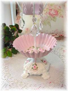 Lovely Ornate Candle Holder/Lamp/Glass Shade~HP Roses~Shabby 2 Chic 