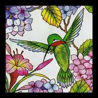   Stained Glass Window Art Panel Peacocks Butterflies Grapes store on