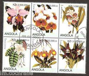 Angola Africa Flora Flowers Plants Nature 1 Set of 6 Large CTO used 