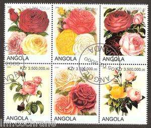 Angola Africa Roses Flora Flowers Plants Nature Set of 6 Large CTO 