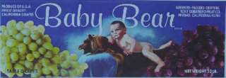 Baby Bear Grape Crate Label Fresno, CA bear skin rug  