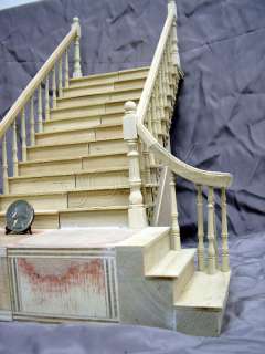   12 Scale Hand Carved Left Turn Staircase  Unfinished (Self assembled