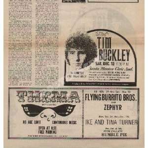  Tim Buckley Ike Tina Turner Humble Pie Concert Ad 1969 
