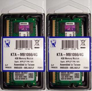 Kingston SODIMM DDR3 1066 MHz 8GB 8G Apple 2x4GB iMac Mac Macbook Pro 