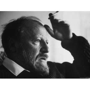 Author William Golding Relaxing with Cigarette, at Home, Ebble Thatch 