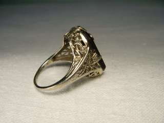   White Gold Diamond Onyx Masonic Mens Womens Eastern Star Ring  