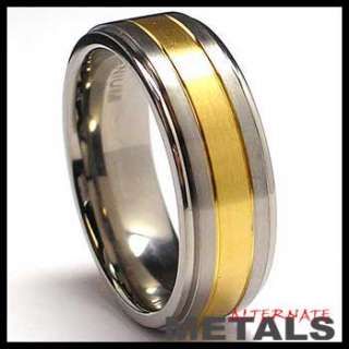 7MM Gold Plated Titanium Ring, Bands Jewelry 8 thru 12  