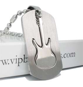 NEW Dogtag Rock Star Guitar Stainless Pendant Necklace  