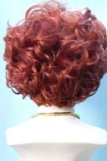 Dramatic Red Medium Length Wavy Curly Wigs  