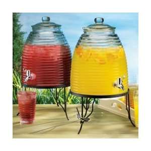  Beehive Beverage Dispenser with Wrought Iron Bee Stand 