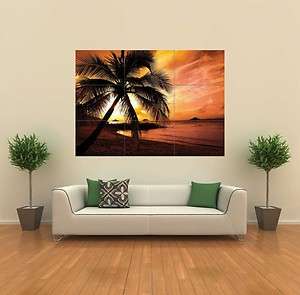 TROPICAL SUNSET BEACH PALM TREE NEW GIANT POSTER X1424  
