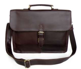 Classic Vintage Leather Men Dark Coffee Hand Laptop Bag Briefcase 