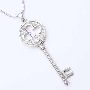 Leaf Clover Key To My Heart Crystal Pendant Necklace VP512  