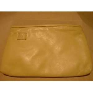 Anne Klein Cream Leather Clutch Handbag