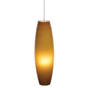   Single Lamp Pendant with Amber Case Glass Shade Matte Satin Nickel