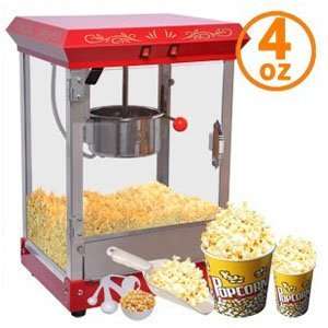  4 OZ Kettle Tabletop Popcorn Maker Machine Red