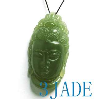 Blessing Natural Kunlun Jade/Nephrite Kwan Yin Pendant  